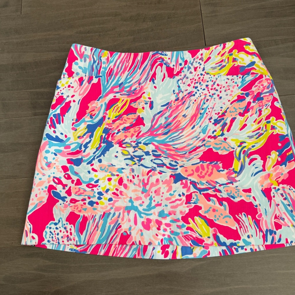 Lilly Pulitzer Marigold Skort Sunken Treasure size 4 Fish Coral Zipper Charm